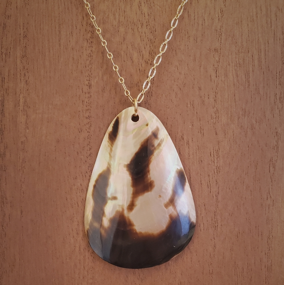 Vintage Shell Pendant on Gold Chain
